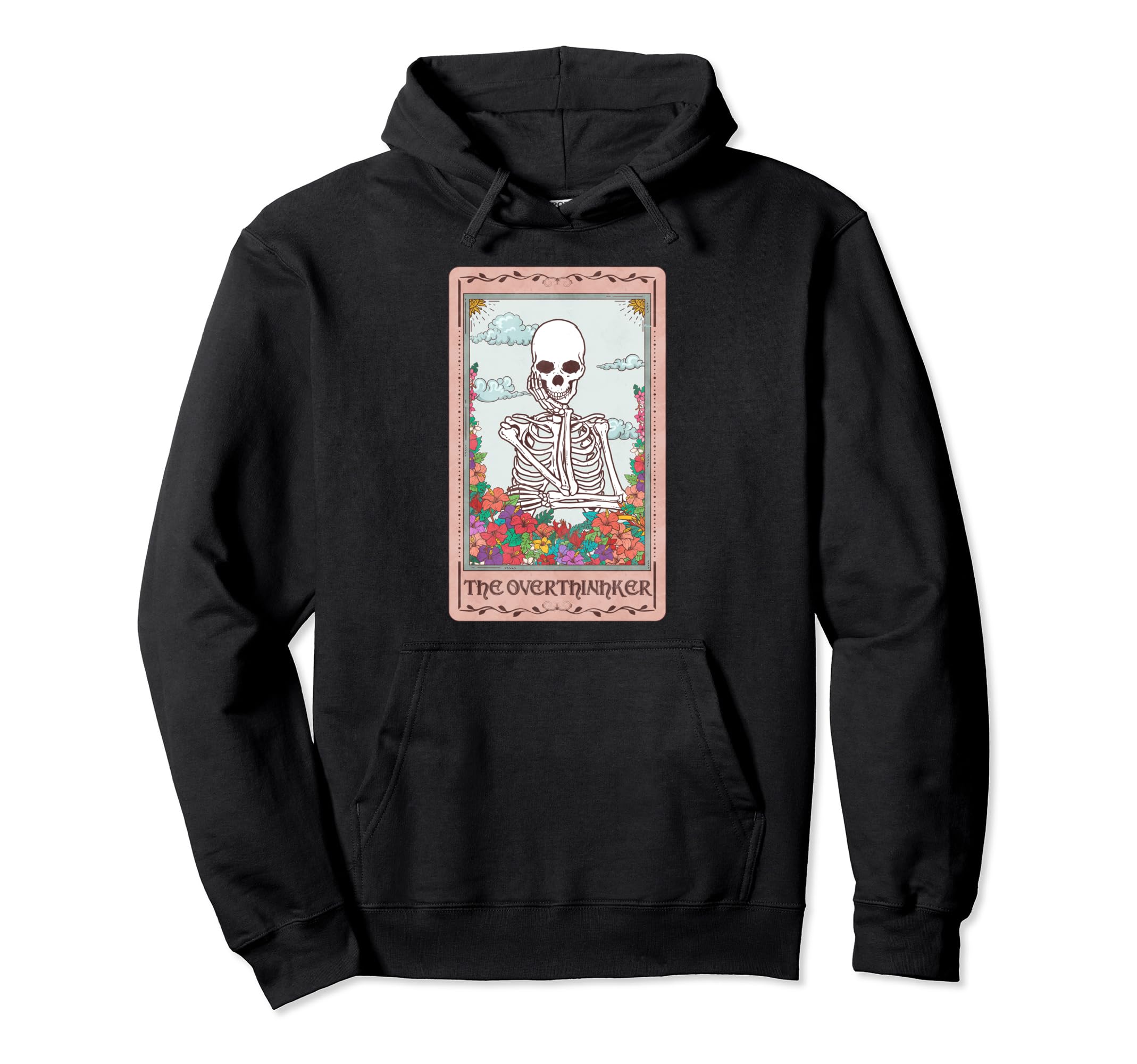 Skeleton Overthinker Tarot Card Occult Hoodie - Aesthetic Graphic Unisex - T-Shirt, Sweatshirt, Hoodie