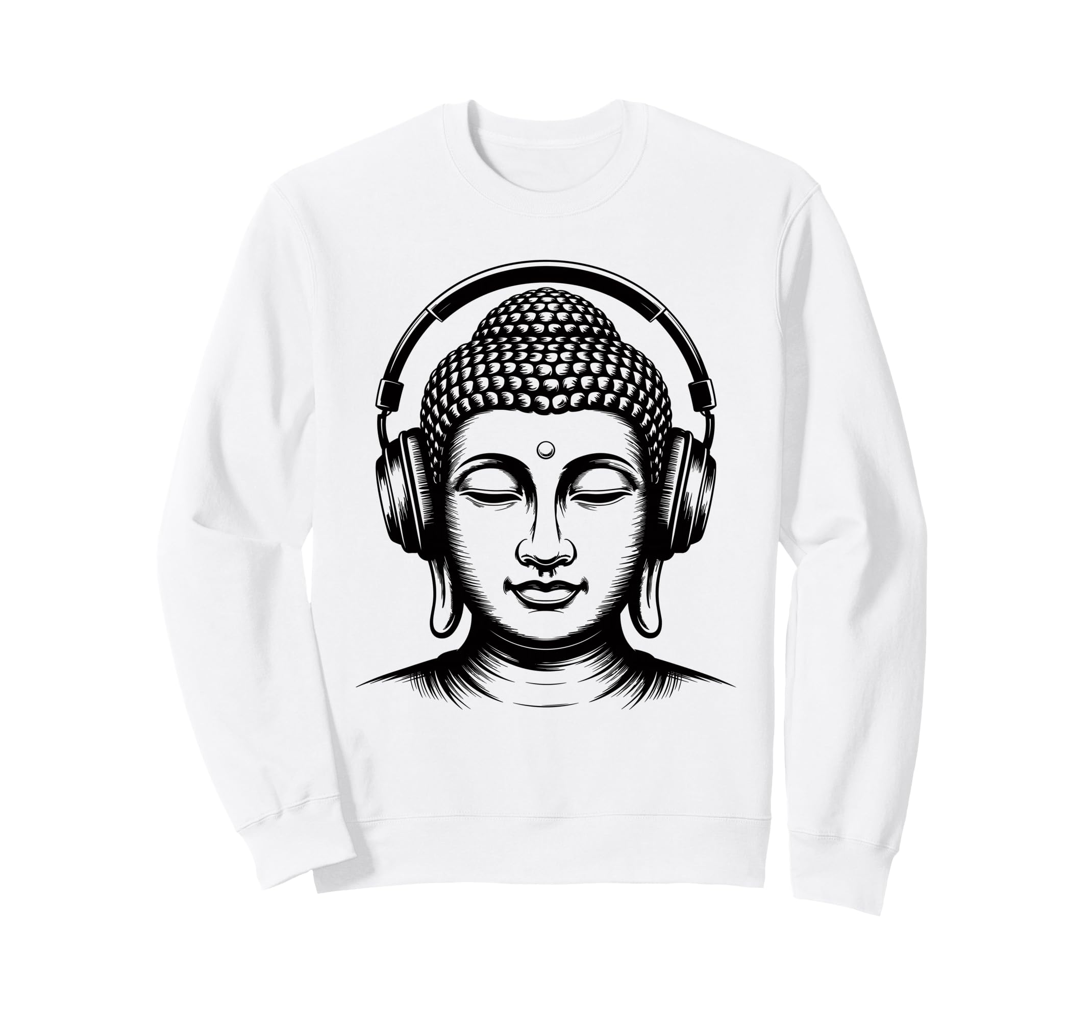 Buddha Headphones Mindfulness Sweatshirt - Custom Art Print for Adults - T-Shirt, Sweatshirt, Hoodie