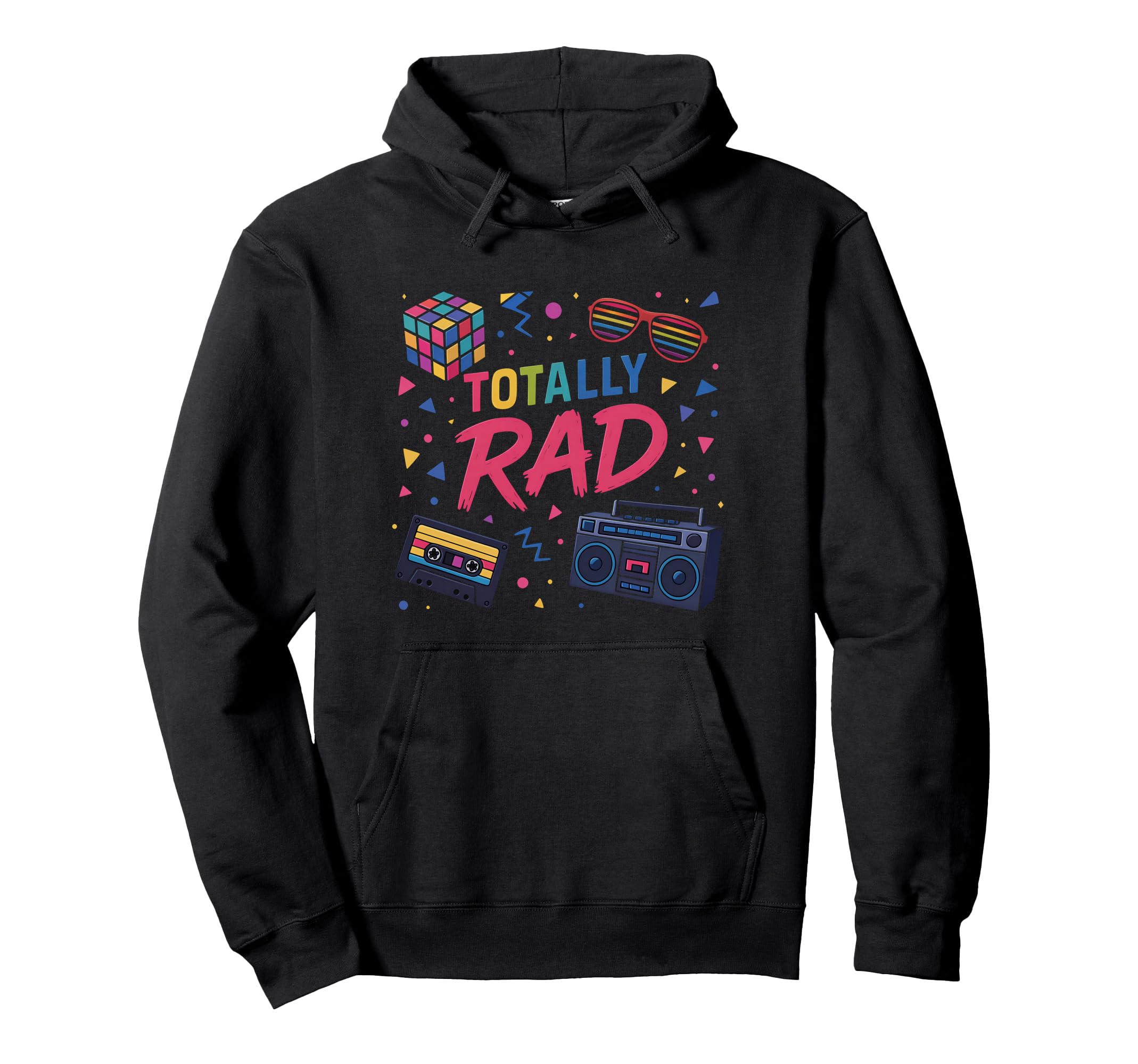 80S Totally Rad Vibe Throwback Hoodie - Fun Novelty Design for Adults - T-Shirt, Sweatshirt, Hoodie