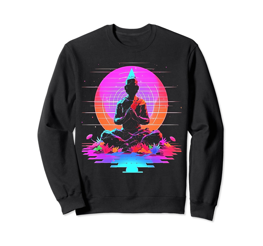 Synthwave Alien Buddha Cyberpunk 80S Sweatshirt - Streetwear Style Unisex - T-Shirt, Sweatshirt, Hoodie