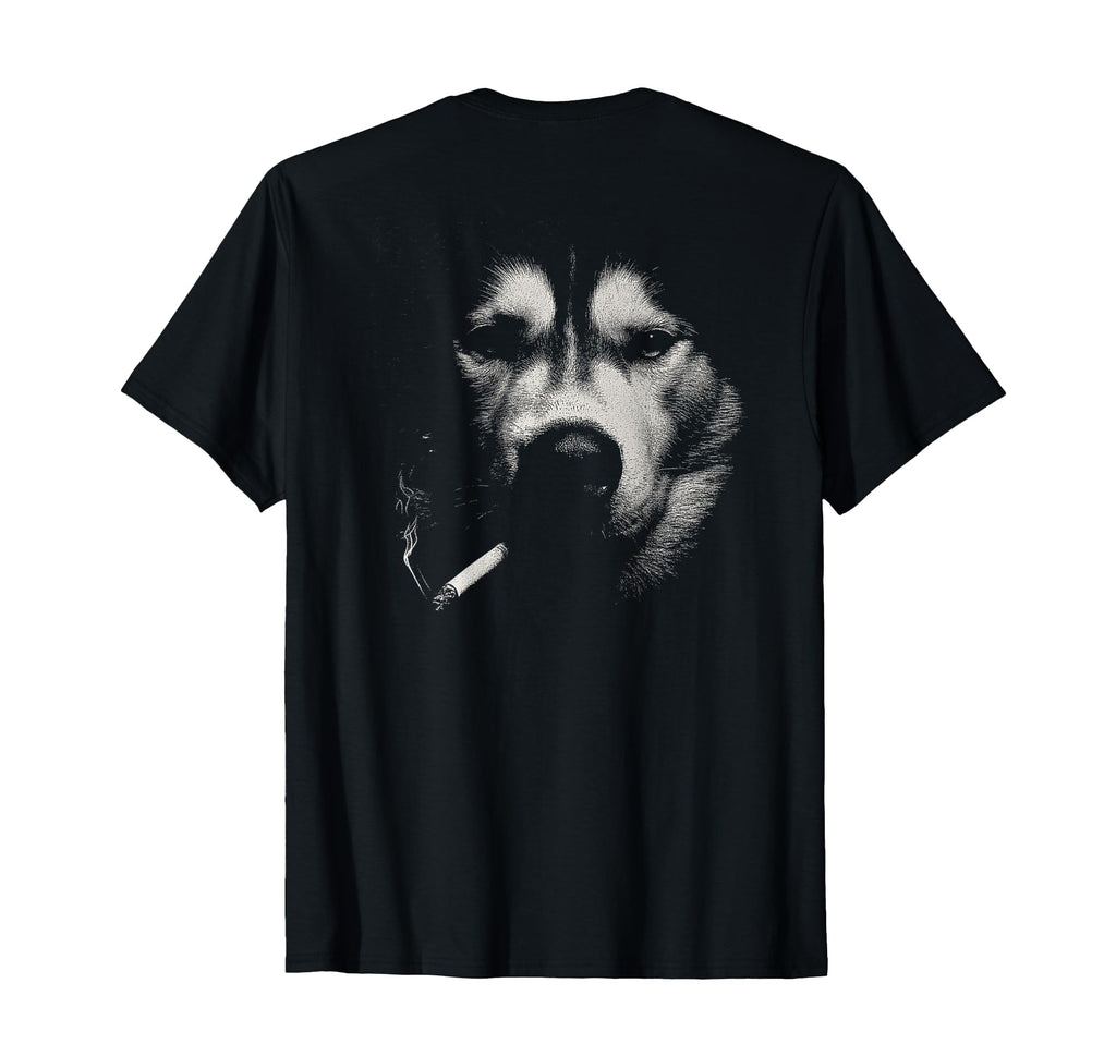 Siberian Husky Smoking Cigarette Grunge T-Shirt - Minimalist Print Unisex - T-Shirt, Sweatshirt, Hoodie