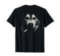 Siberian Husky Smoking Cigarette Grunge T-Shirt - Minimalist Print Unisex - T-Shirt, Sweatshirt, Hoodie