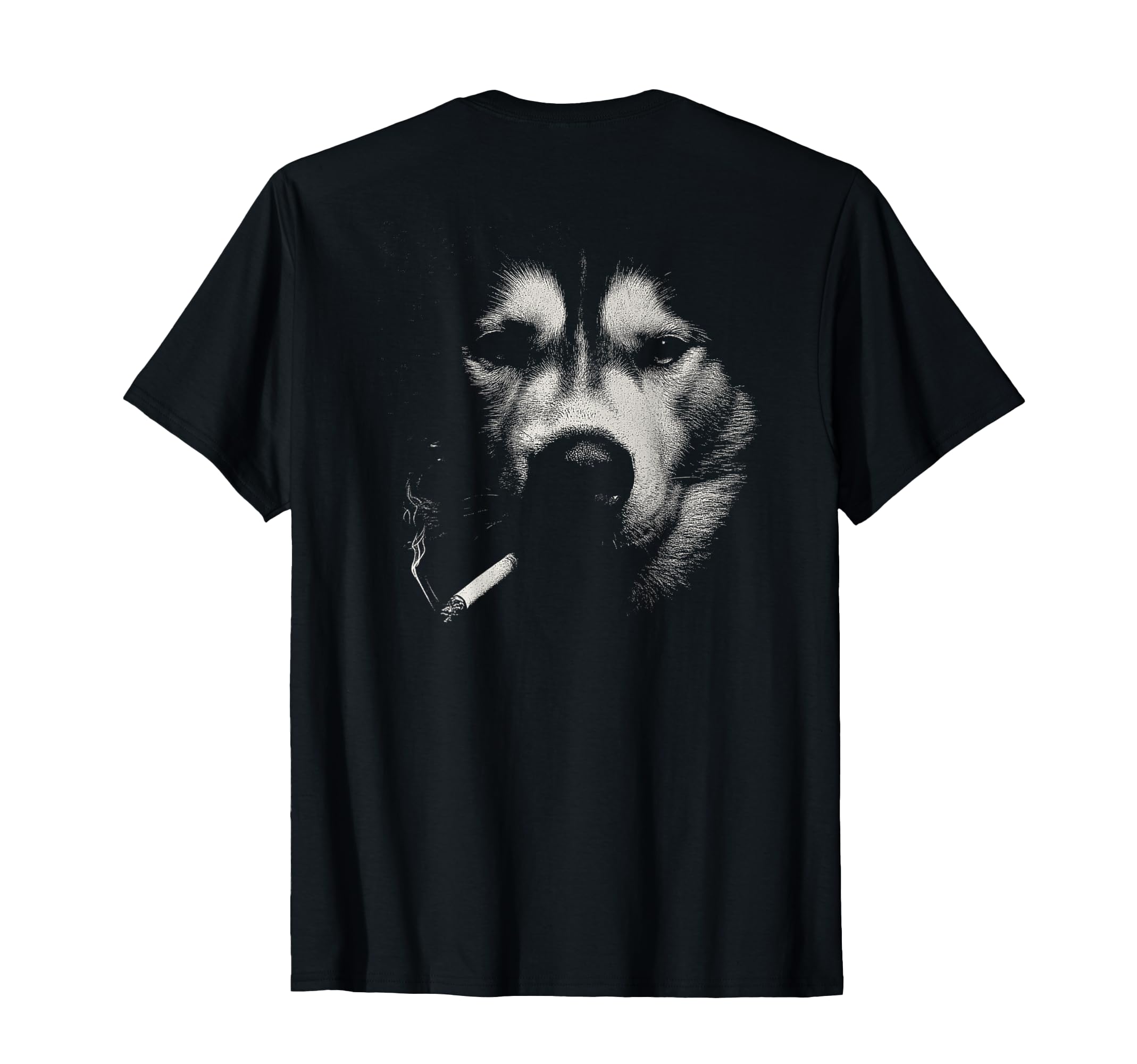 Siberian Husky Smoking Cigarette Grunge T-Shirt - Minimalist Print Unisex - T-Shirt, Sweatshirt, Hoodie