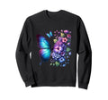 Butterfly Colourful Blue Purple Sweatshirt - Fun Novelty Design for Adults - T-Shirt, Sweatshirt, Hoodie
