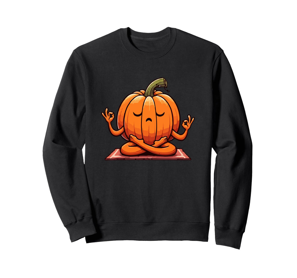 Meditation Pumpkin Yoga Pose Sweatshirt - Aesthetic Graphic for Adults - T-Shirt, Sweatshirt, Hoodie