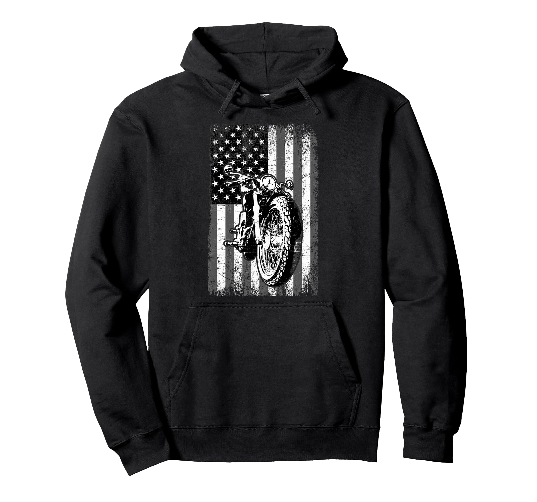 Us Flag Biker Riding Lover Hoodie - Fun Novelty Design for Adults - T-Shirt, Sweatshirt, Hoodie