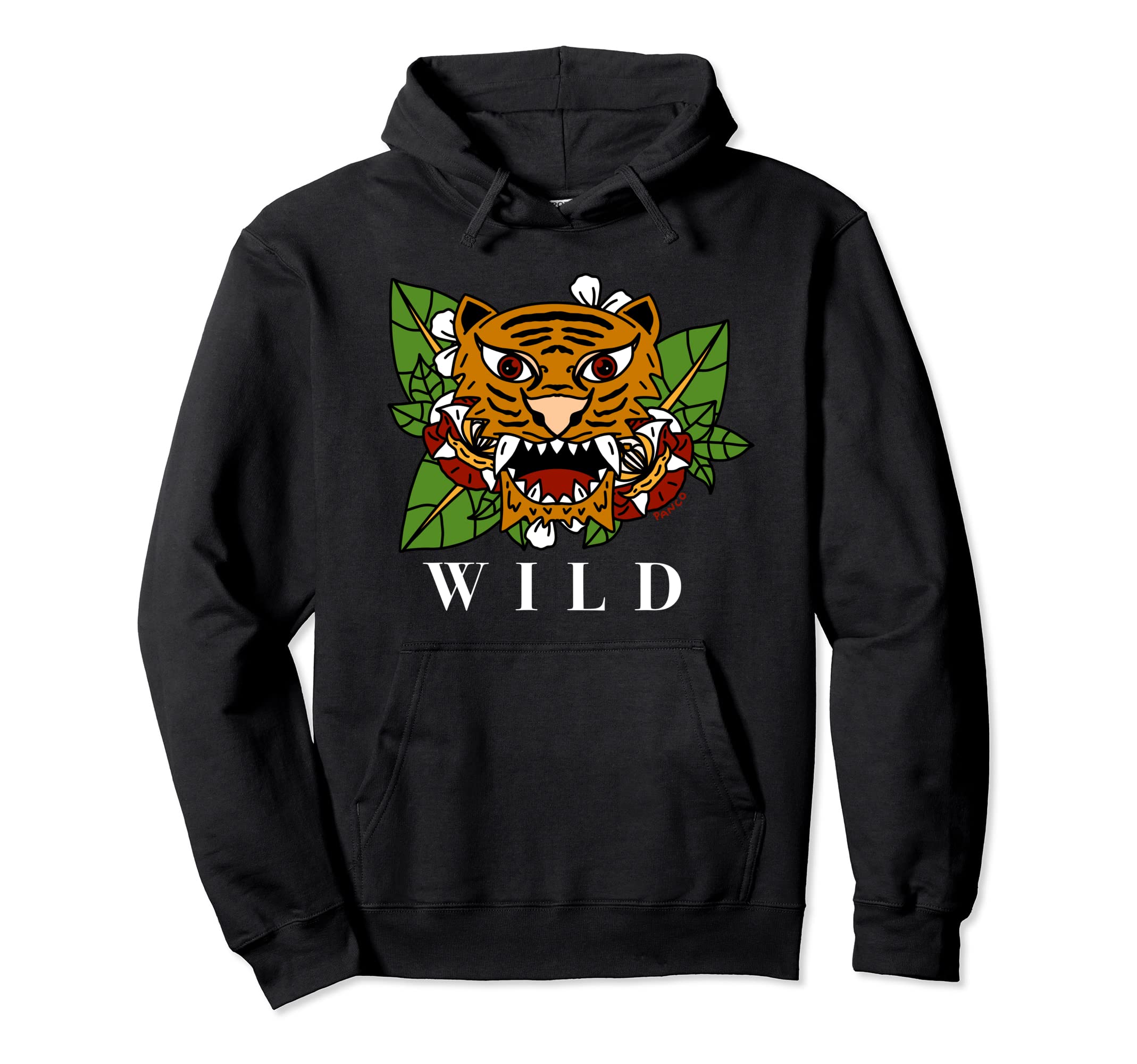 Tiger Old School American Hoodie - Fun Novelty Design for Adults - T-Shirt, Sweatshirt, Hoodie