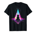 Synthwave Cat Samurai Mediation T-Shirt - Casual Everyday Wear Unisex - T-Shirt, Sweatshirt, Hoodie