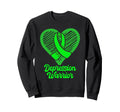 Depression Warrior Heart Green Sweatshirt - Novelty Apparel Men Women - T-Shirt, Sweatshirt, Hoodie