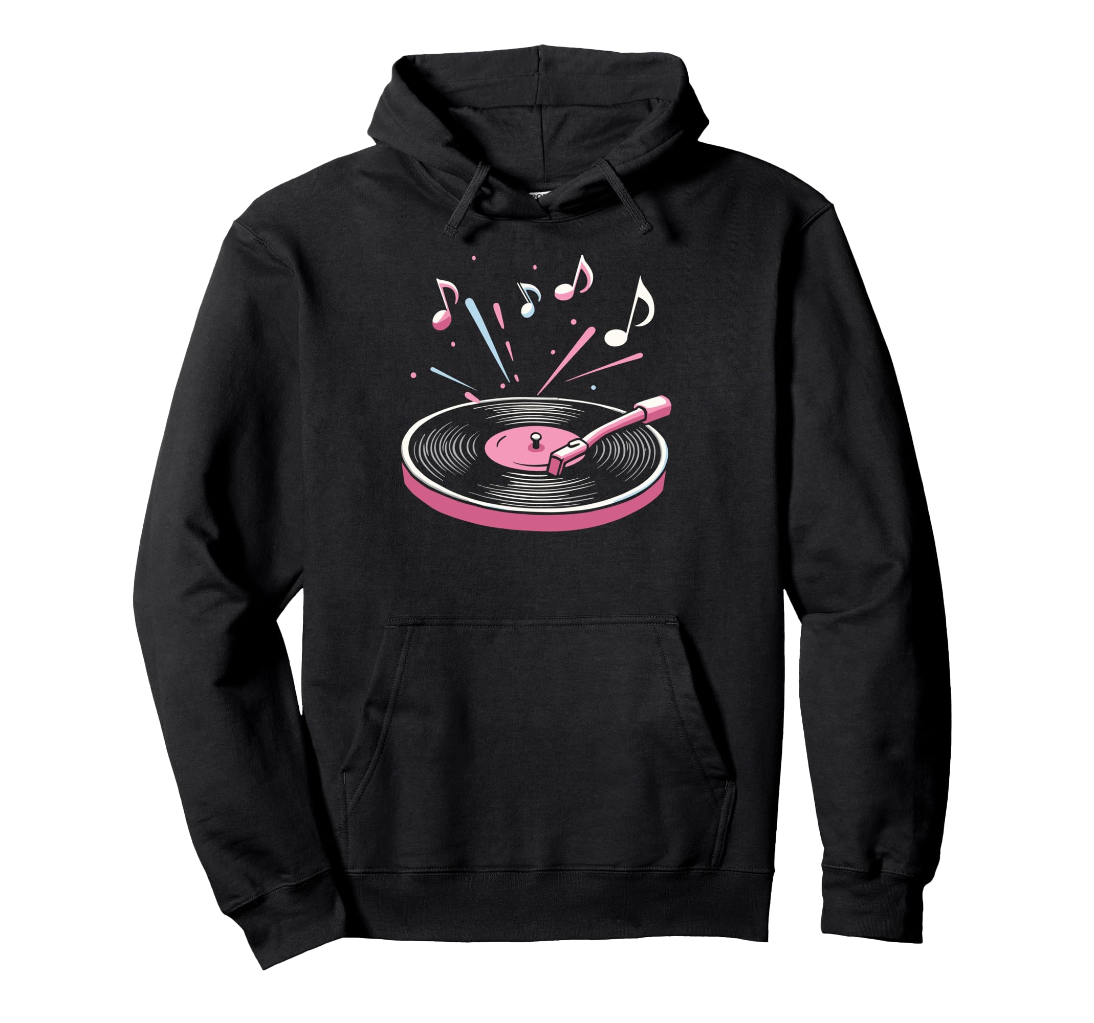 Vinyl Record Player Sketch Music Lovers Hoodie - Novelty Apparel Men Women - T-Shirt, Sweatshirt, Hoodie