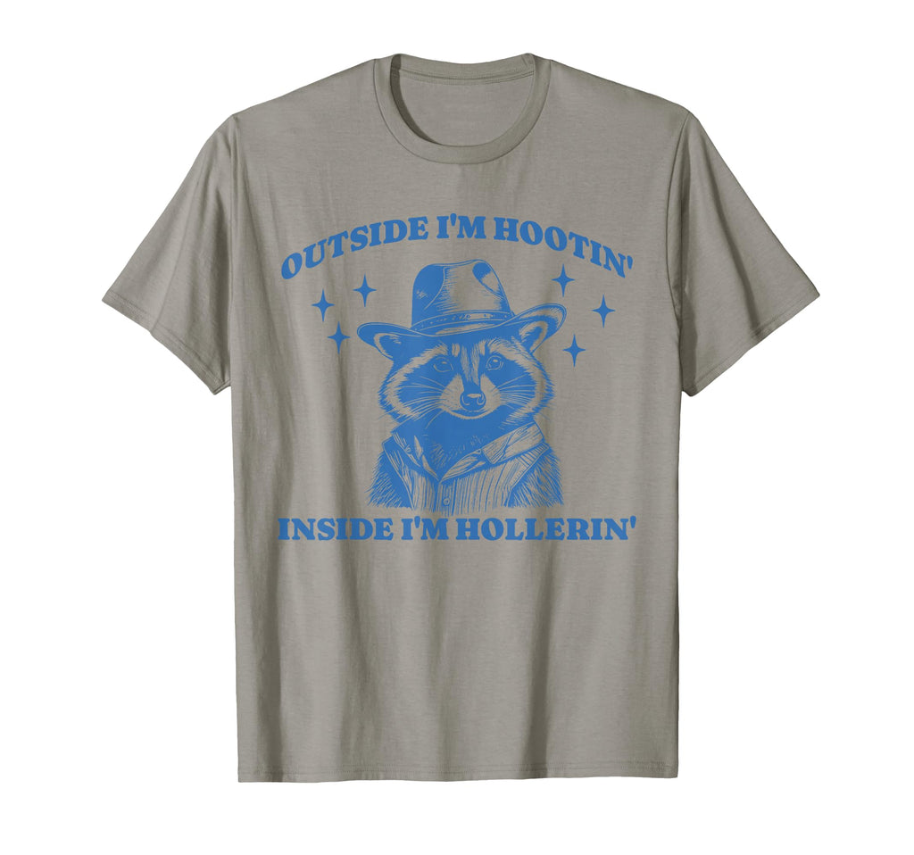 Funny Raccoon Meme Hootin Hollerin Cowboy T-Shirt - Minimalist Print Unisex - T-Shirt, Sweatshirt, Hoodie