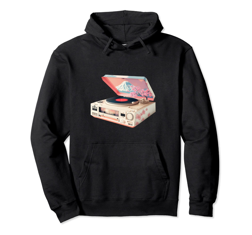 80S Record Player Vaporwave Synthwave Hoodie - Trendy Graphic for Adults - T-Shirt, Sweatshirt, Hoodie