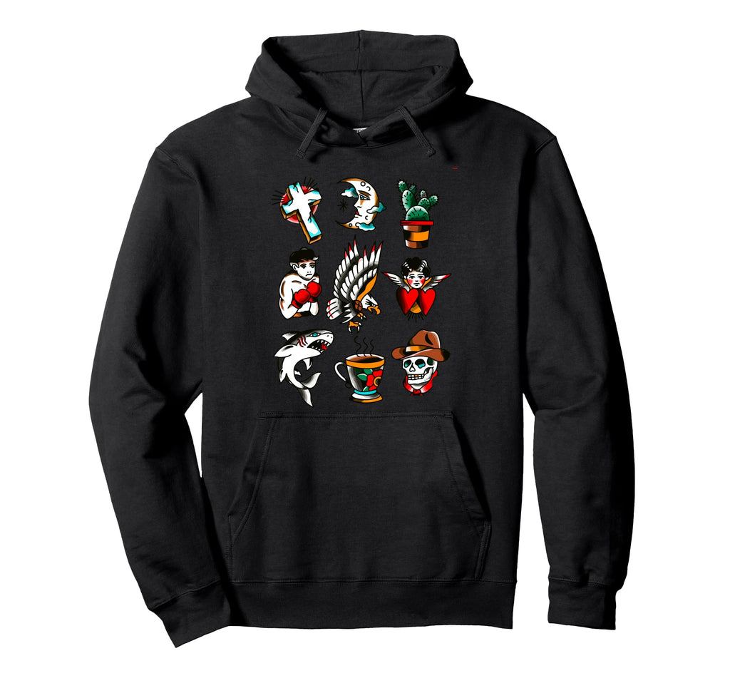 American Traditional Old School Tattoos Hoodie - Unique Graphic Men Women - T-Shirt, Sweatshirt, Hoodie