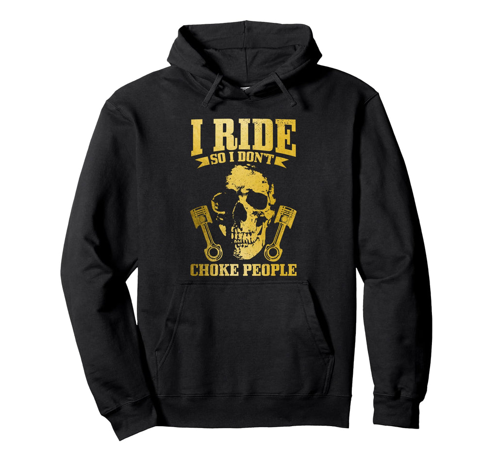 Biker Skull Motorcycle Funny Biker Hoodie - Fun Novelty Design for Adults - T-Shirt, Sweatshirt, Hoodie