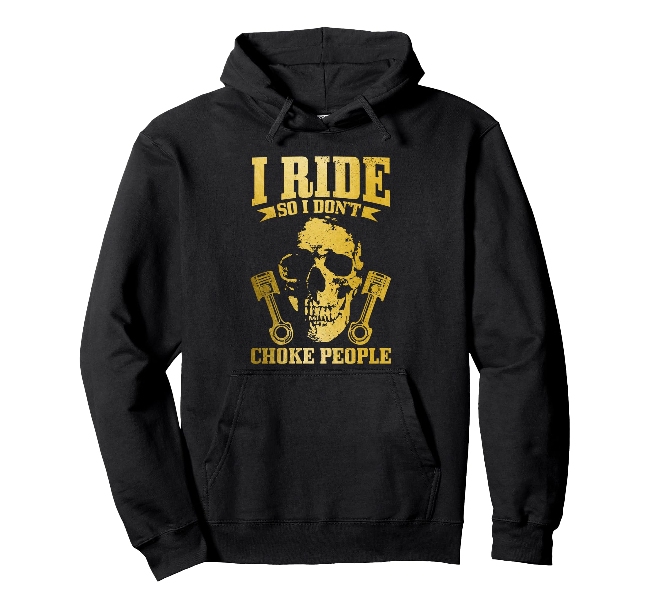 Biker Skull Motorcycle Funny Biker Hoodie - Fun Novelty Design for Adults - T-Shirt, Sweatshirt, Hoodie