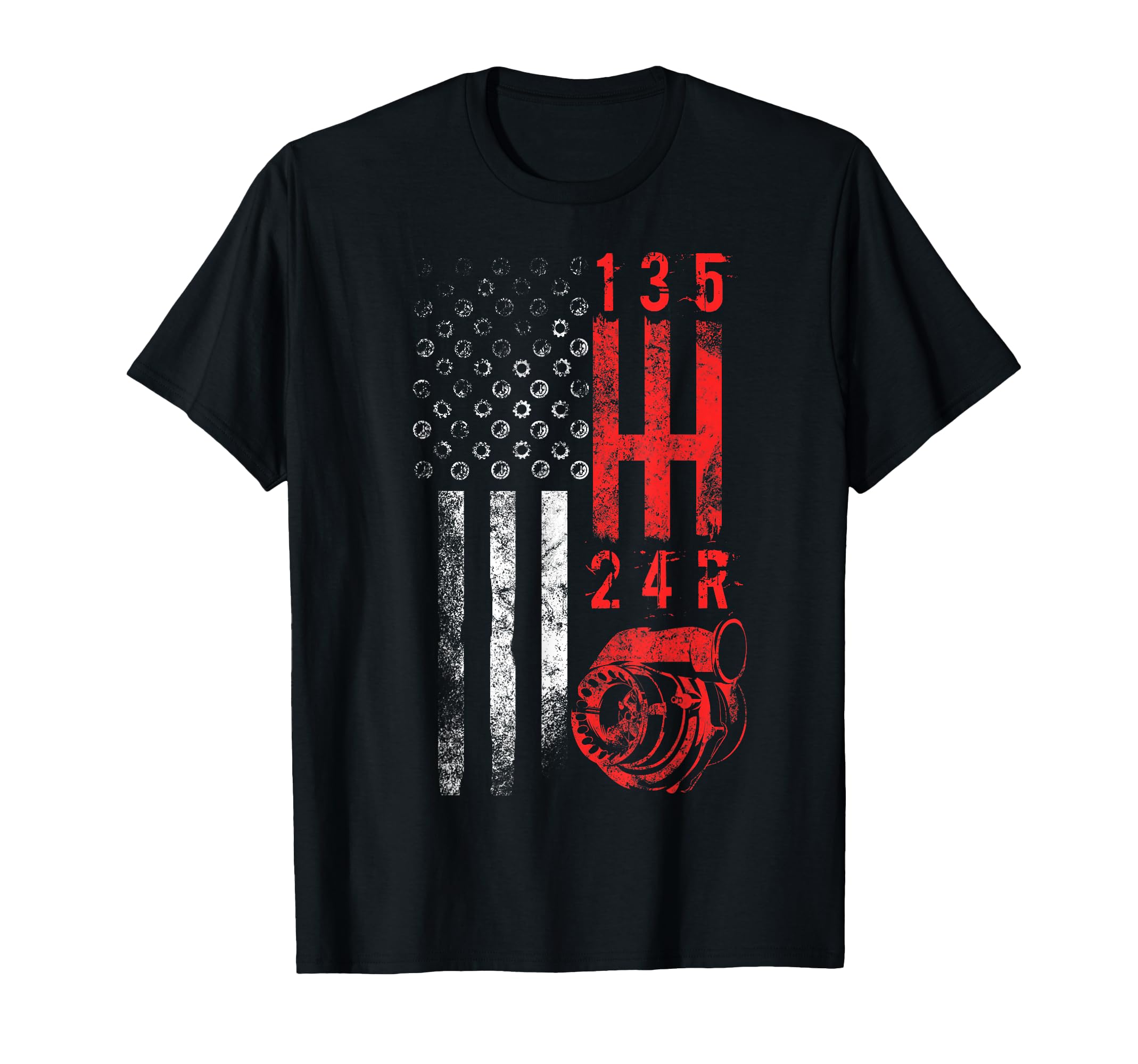 Stick Shift Mechanic Usa Flag Muscle Car T-Shirt - Custom Art Print Unisex - T-Shirt, Sweatshirt, Hoodie