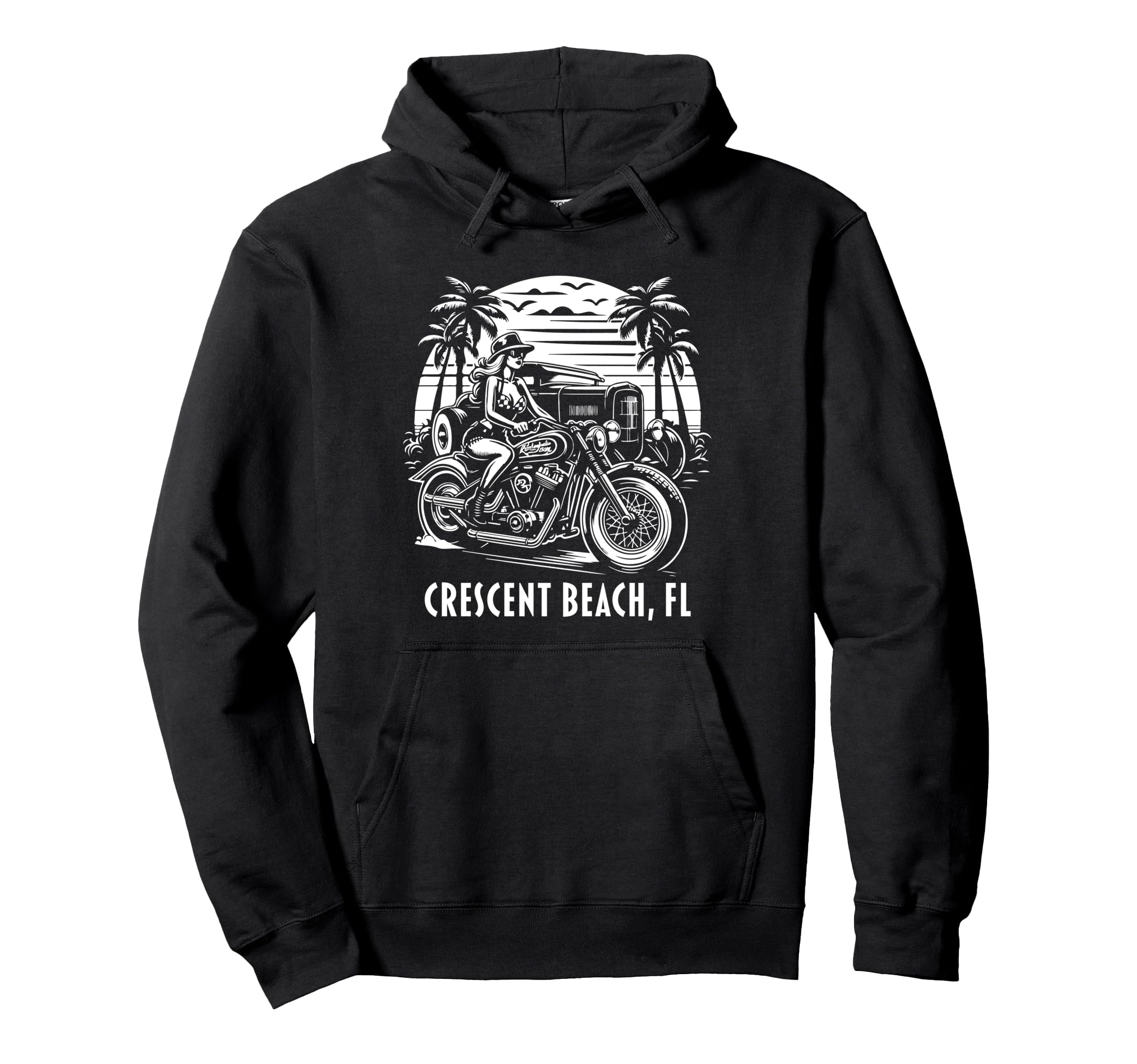 Crescent Beach Florida Motorcycle Hotrod Hoodie - Custom Art Print Unisex - T-Shirt, Sweatshirt, Hoodie