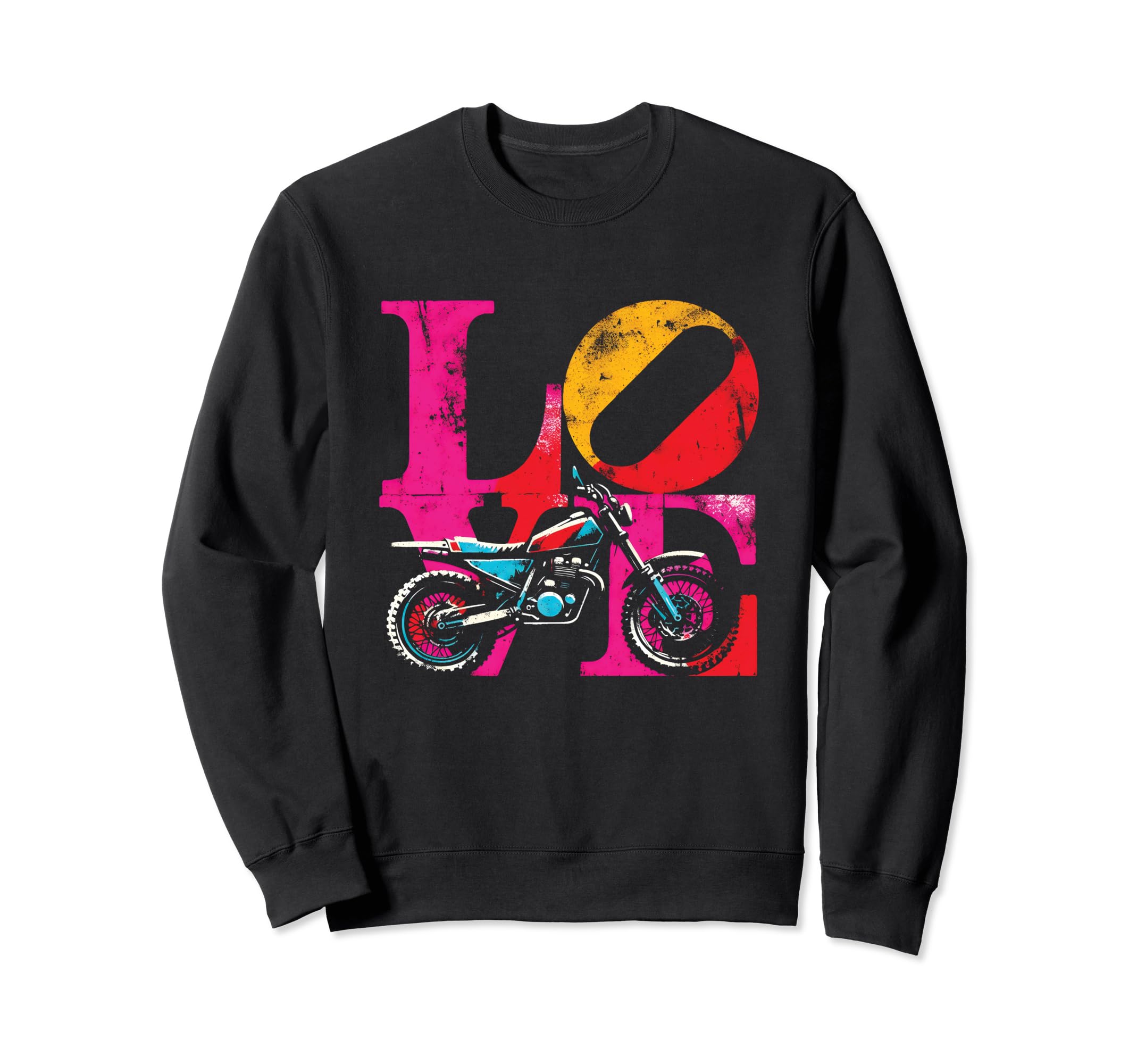 Love Dirtbike Colorful Motorcycle Biker Sweatshirt - Graphic Print Unisex - T-Shirt, Sweatshirt, Hoodie