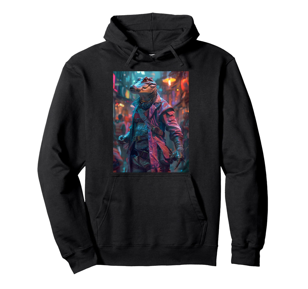 Synthwave Retrowave Crocodile 70S Hoodie - Casual Everyday Wear for Adults - T-Shirt, Sweatshirt, Hoodie