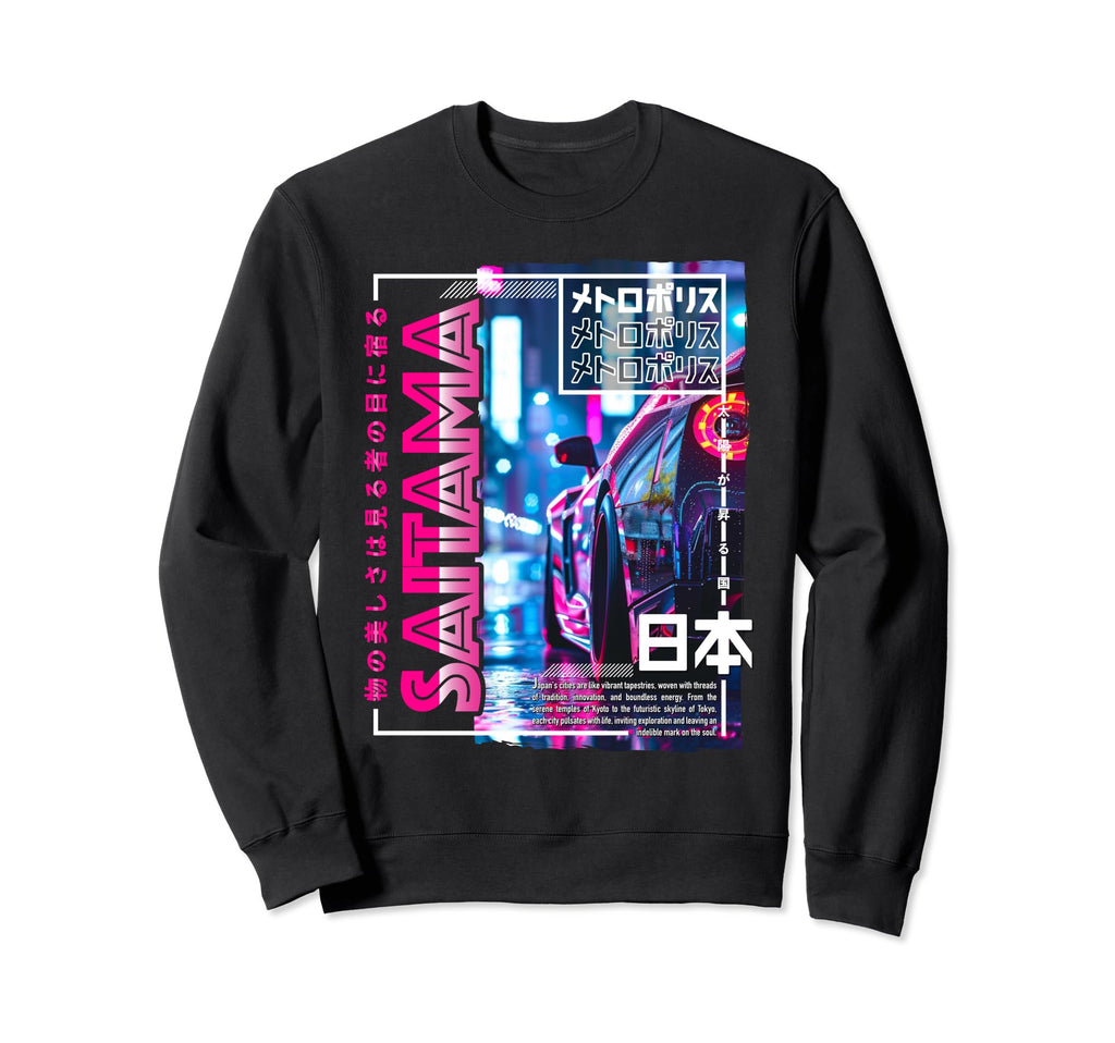 Saitama City 80S Synthwave Racing Sweatshirt - Streetwear Style for Adults - T-Shirt, Sweatshirt, Hoodie