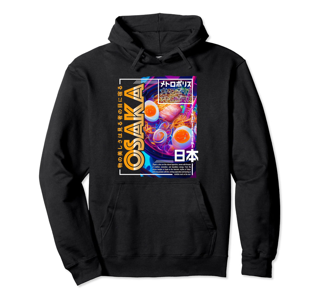 Osaka City 80S Synthwave Ramen Bowl Hoodie - Novelty Apparel for Adults - T-Shirt, Sweatshirt, Hoodie