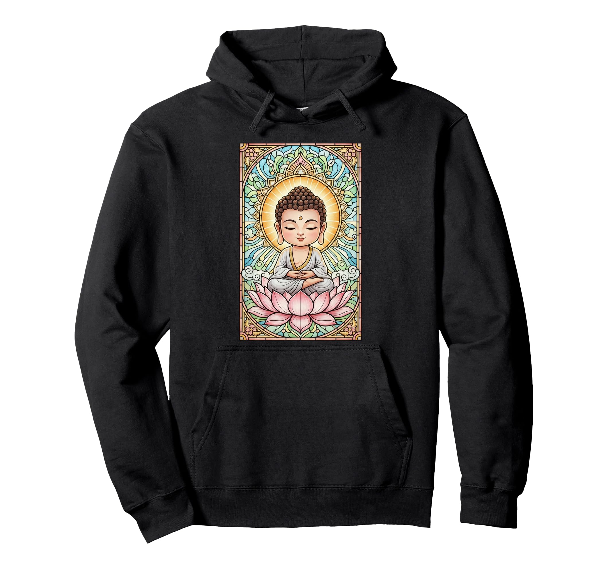 Little Buddha Stained Glass Spiritual Hoodie - Novelty Apparel Men Women - T-Shirt, Sweatshirt, Hoodie