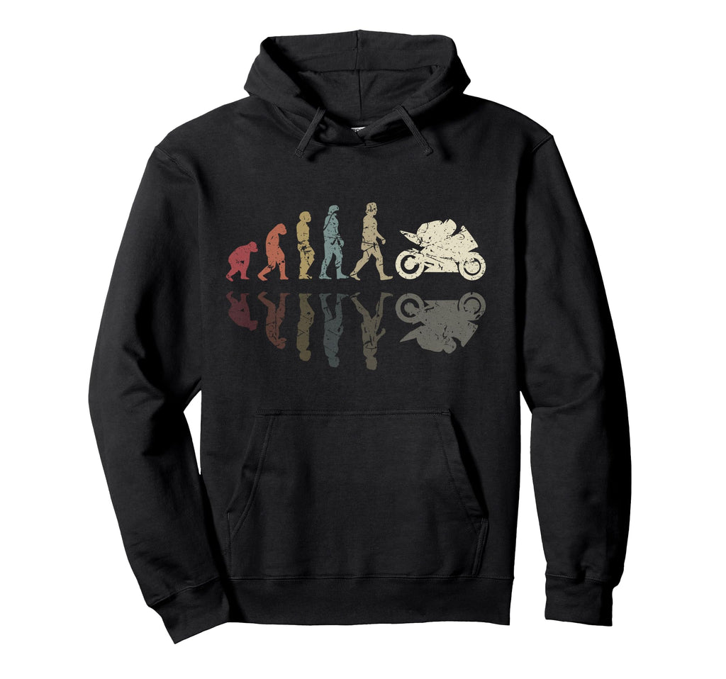 Motorcycle Evolution Shadow Biker Hoodie - Fun Novelty Design Men Women - T-Shirt, Sweatshirt, Hoodie