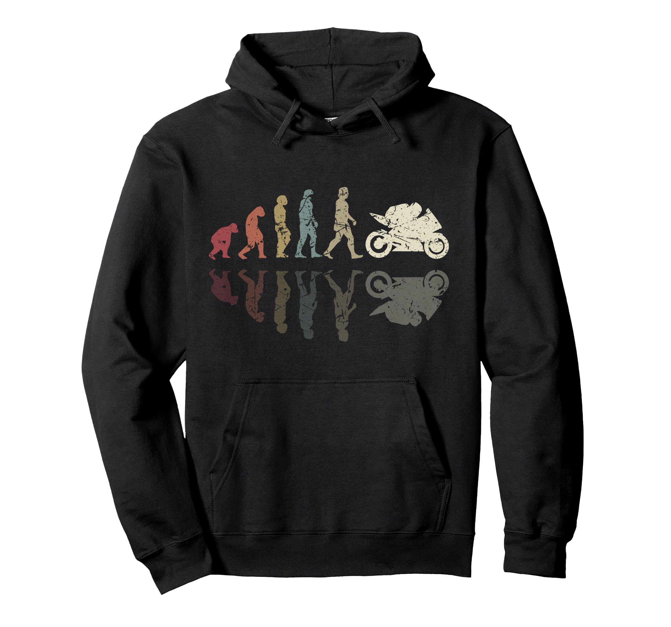 Motorcycle Evolution Shadow Biker Hoodie - Fun Novelty Design Men Women - T-Shirt, Sweatshirt, Hoodie