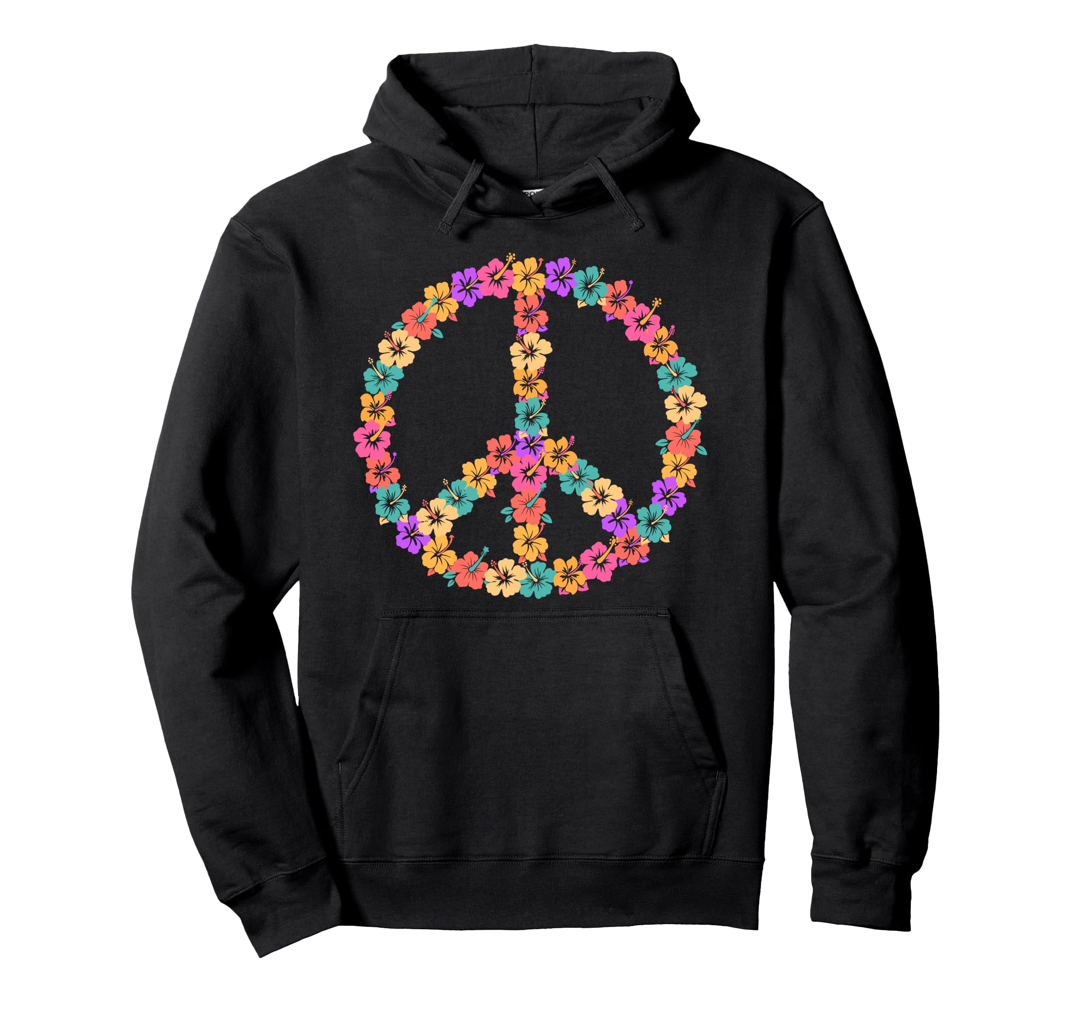 Peace Sign Flowers Aloha Hawaii Tropical Hoodie - Graphic Print Men Women - T-Shirt, Sweatshirt, Hoodie