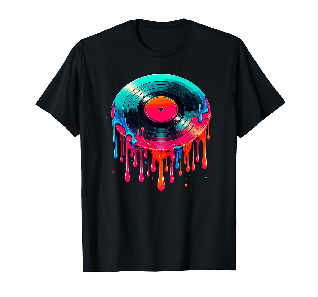 Dripping Paint Art Vinyl Disc Record T-Shirt - Graphic Print Men Women - T-Shirt, Sweatshirt, Hoodie