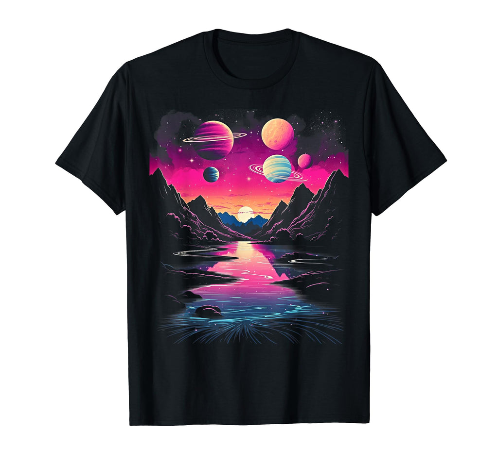 Vaporwave Solar System 80S Synthwave T-Shirt - Unique Graphic Men Women - T-Shirt, Sweatshirt, Hoodie