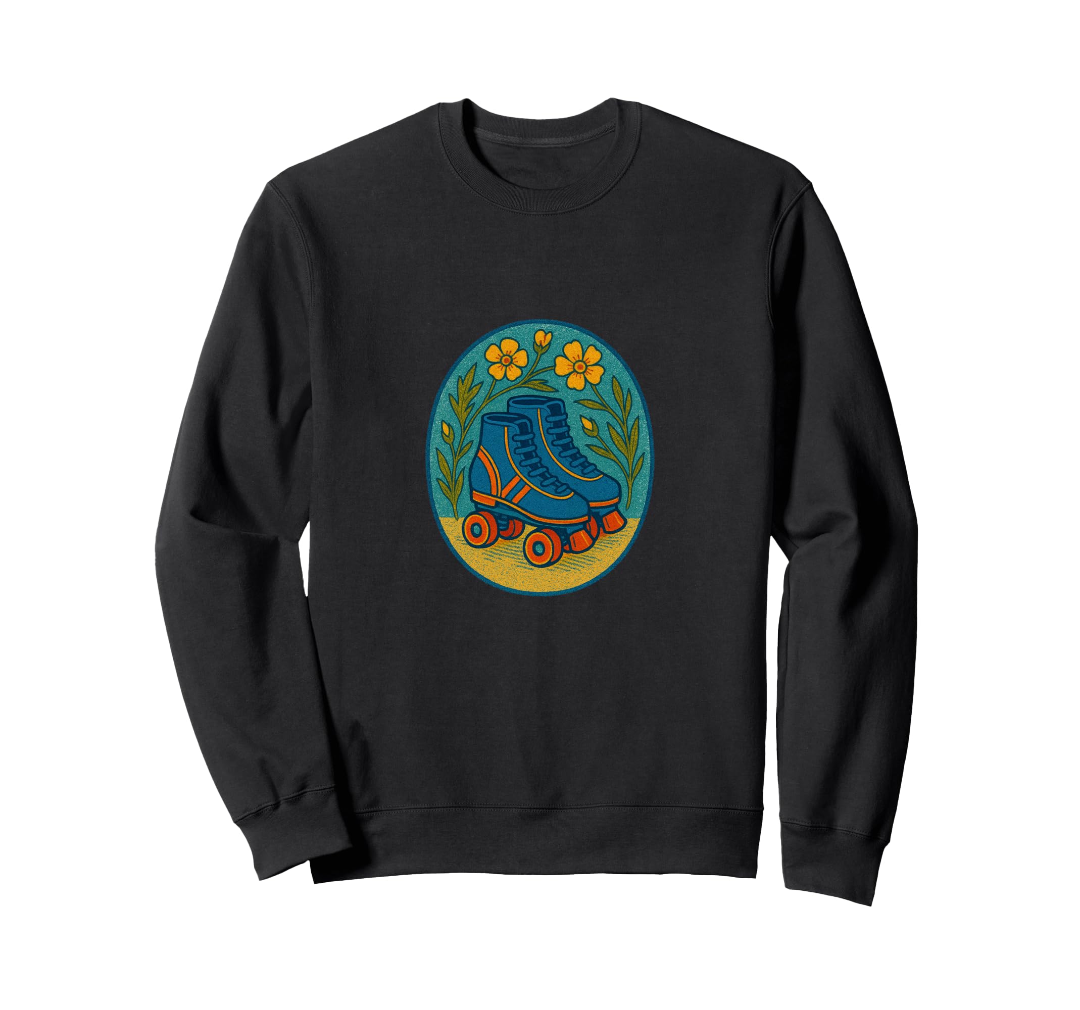 Roller Skates Floral Skaters Artwork Sweatshirt - Aesthetic Graphic Unisex - T-Shirt, Sweatshirt, Hoodie