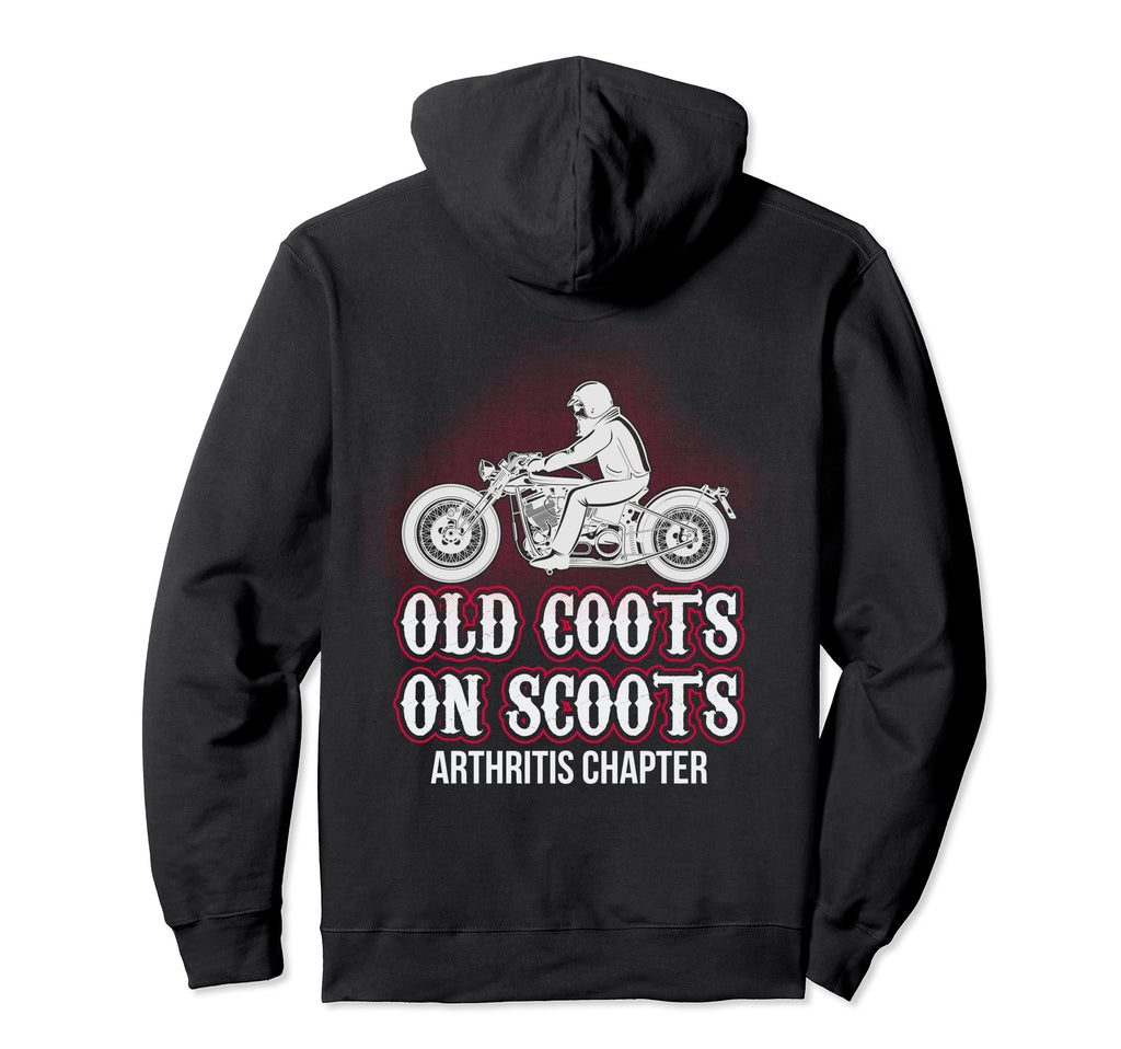 Motorcycle Biker Funny Old Coots Scoots Hoodie - Custom Art Print Unisex - T-Shirt, Sweatshirt, Hoodie