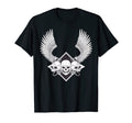 Biker Wings Skull Motorcycle Grunge T-Shirt - Fun Novelty Design for Adults - T-Shirt, Sweatshirt, Hoodie