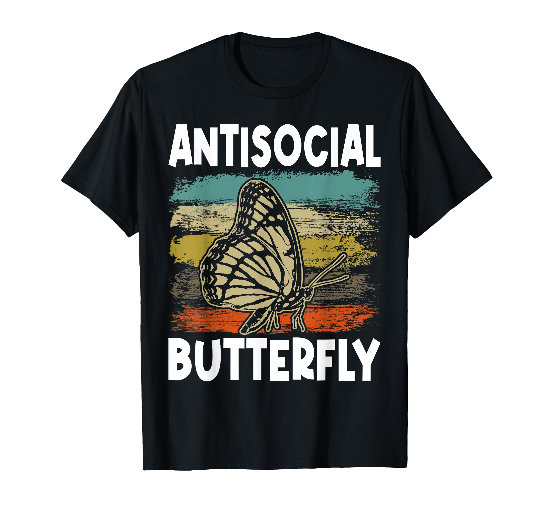 Antisocial Butterfly Womens Black Small T-Shirt - Minimalist Print Unisex - T-Shirt, Sweatshirt, Hoodie