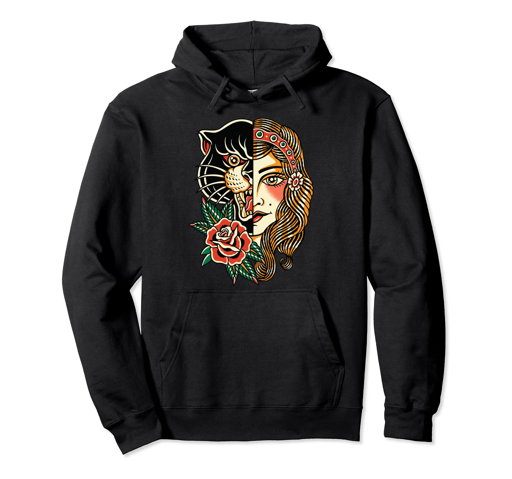 Gypsy Panther American Traditional Hoodie - Fun Novelty Design Men Women - T-Shirt, Sweatshirt, Hoodie
