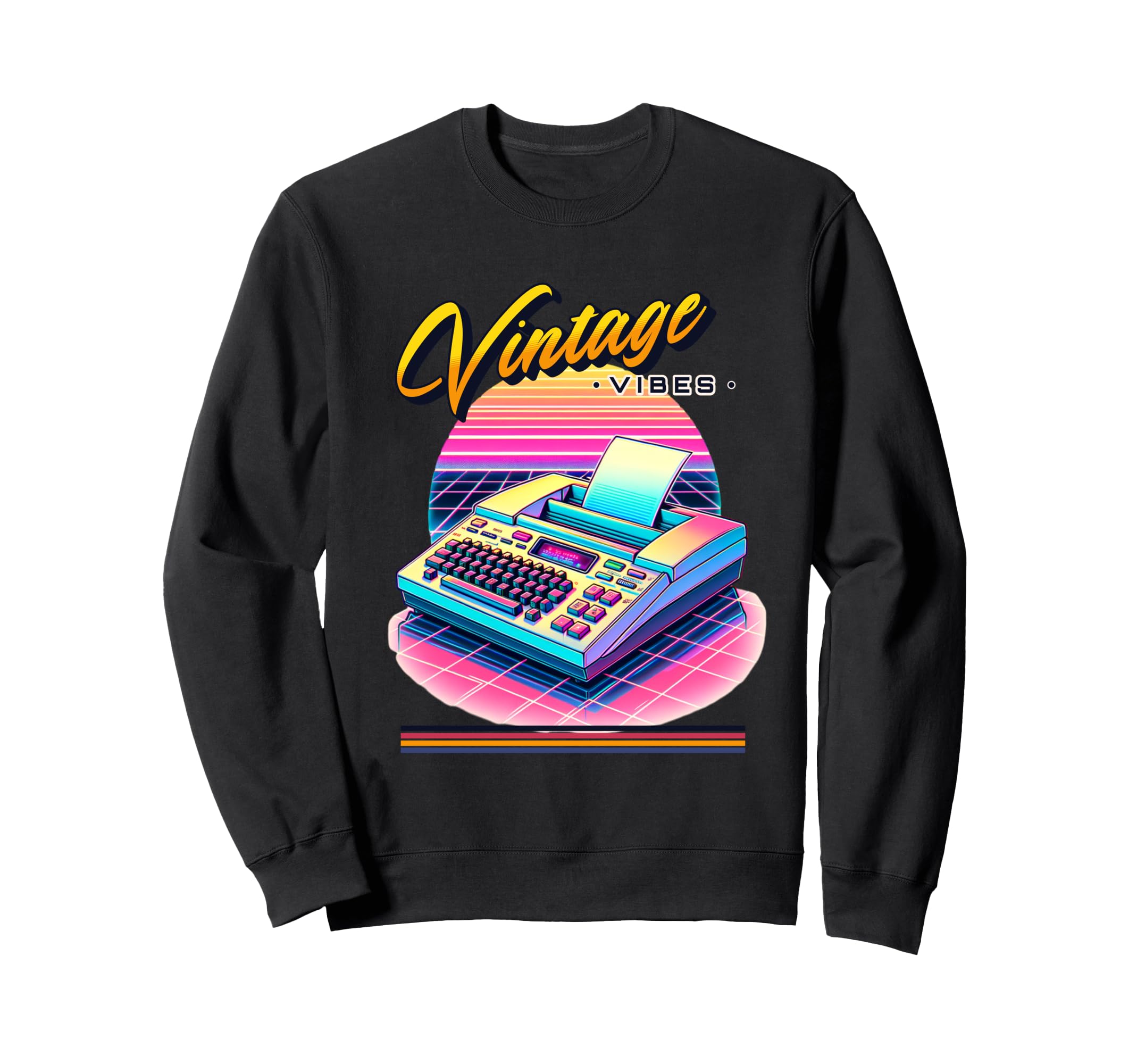 Vibes Fax Machine 80S Synthwave Sweatshirt - Fun Novelty Design Men Women - T-Shirt, Sweatshirt, Hoodie