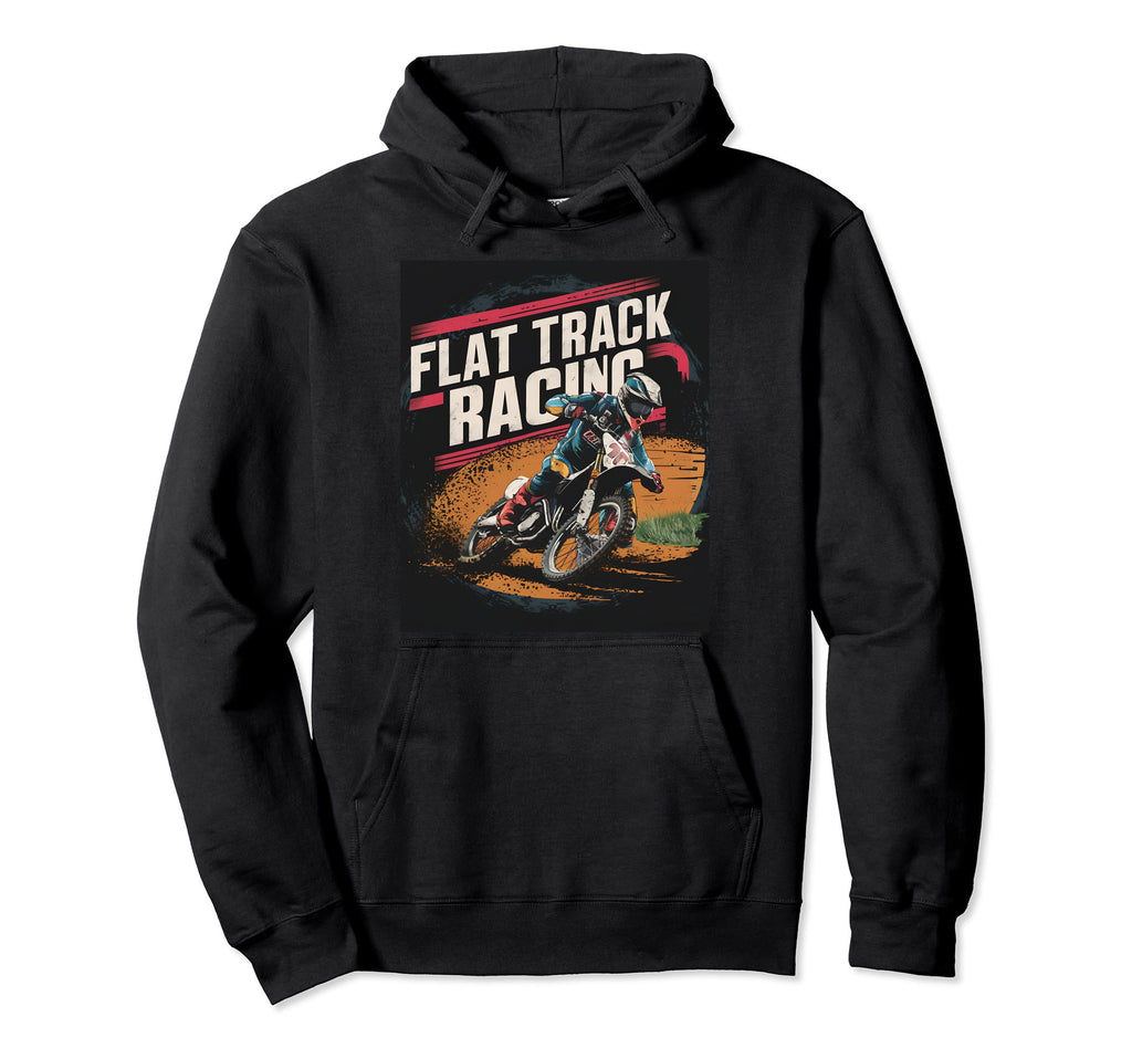 Flat Track Motorcycle Racing American Flag Hoodie - Graphic Print Unisex - T-Shirt, Sweatshirt, Hoodie