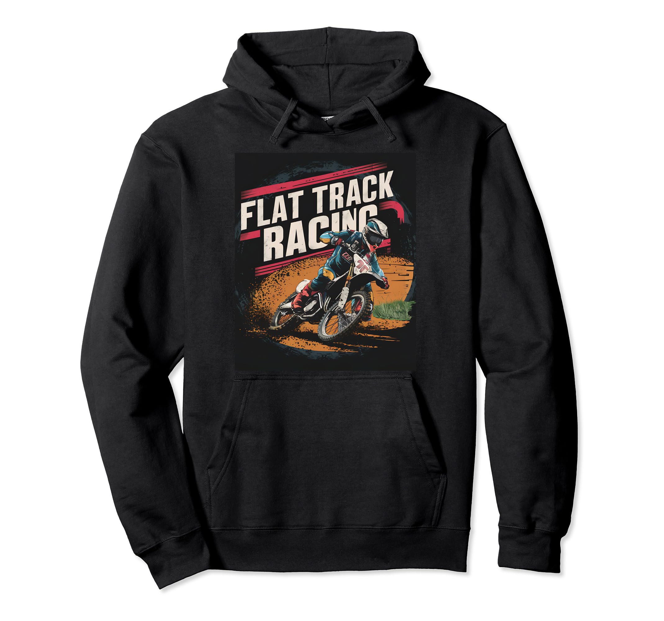 Flat Track Motorcycle Racing American Flag Hoodie - Graphic Print Unisex - T-Shirt, Sweatshirt, Hoodie