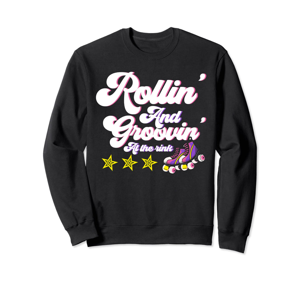 Roller Skates Rollin And Groovin Sweatshirt - Aesthetic Graphic Men Women - T-Shirt, Sweatshirt, Hoodie