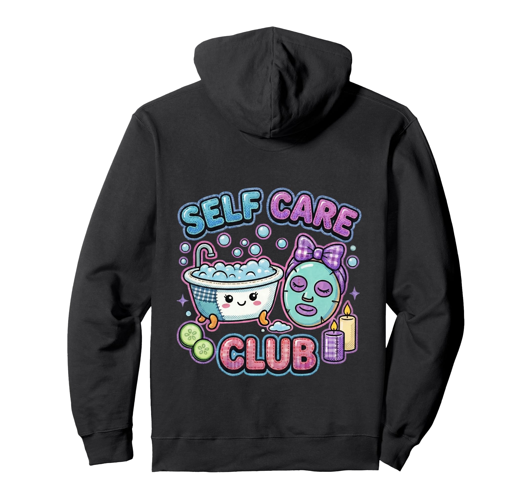 Self Care Club Kawaii Spa Day Bubble Bath Hoodie - Custom Art Print Unisex - T-Shirt, Sweatshirt, Hoodie