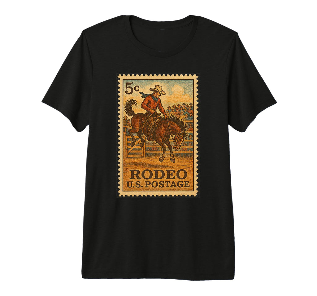 Rodeo Cow Postage Stamp Tri Blend T-Shirt - Streetwear Style Unisex - T-Shirt, Sweatshirt, Hoodie