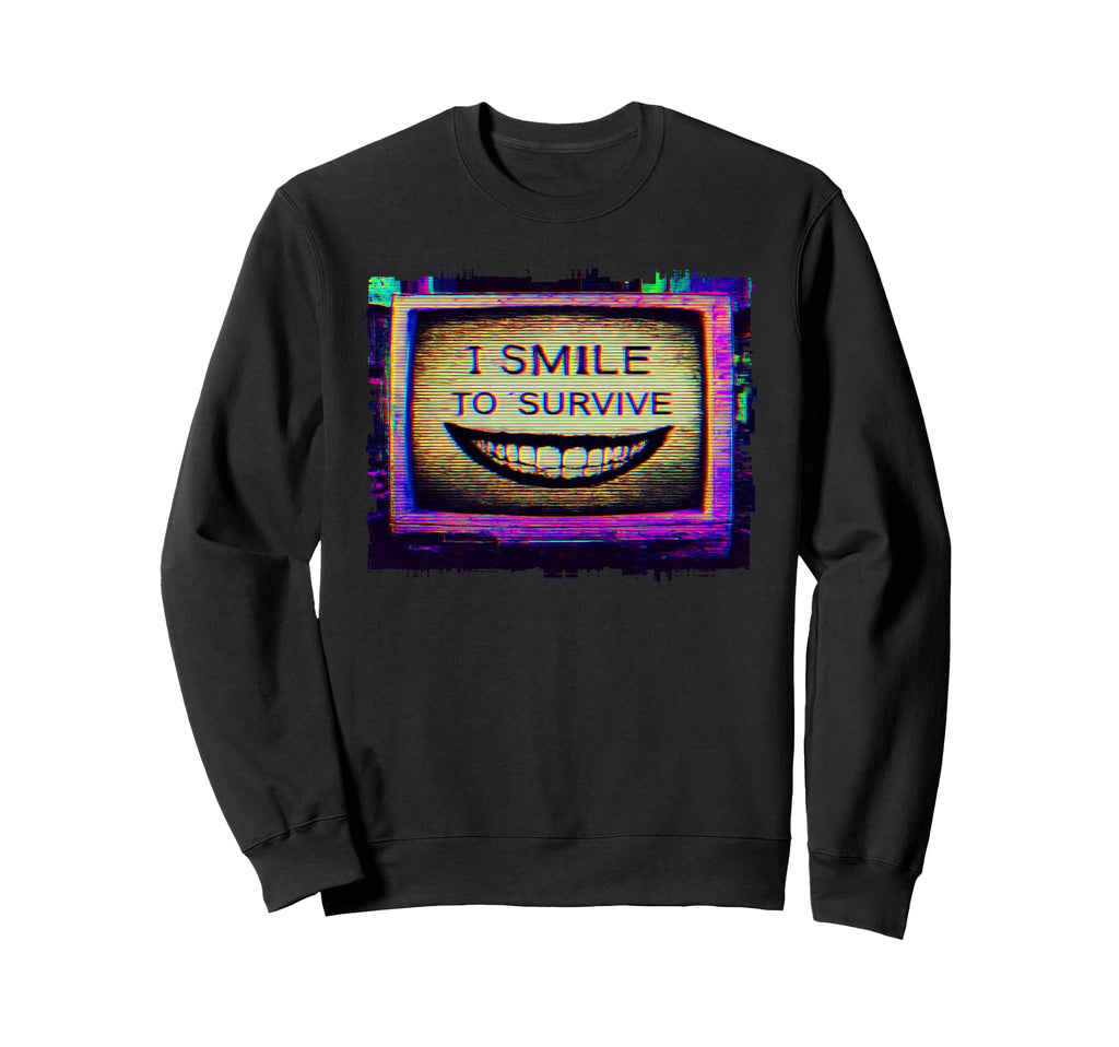 Glitch Television Smile To Survive Sweatshirt - Trendy Graphic Unisex - T-Shirt, Sweatshirt, Hoodie