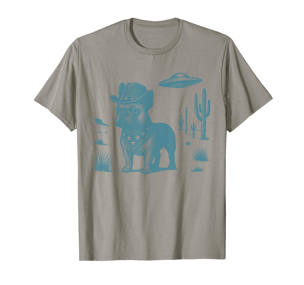 French Bulldog Cowboy Ufo Western Country T-Shirt - Unique Graphic Unisex - T-Shirt, Sweatshirt, Hoodie