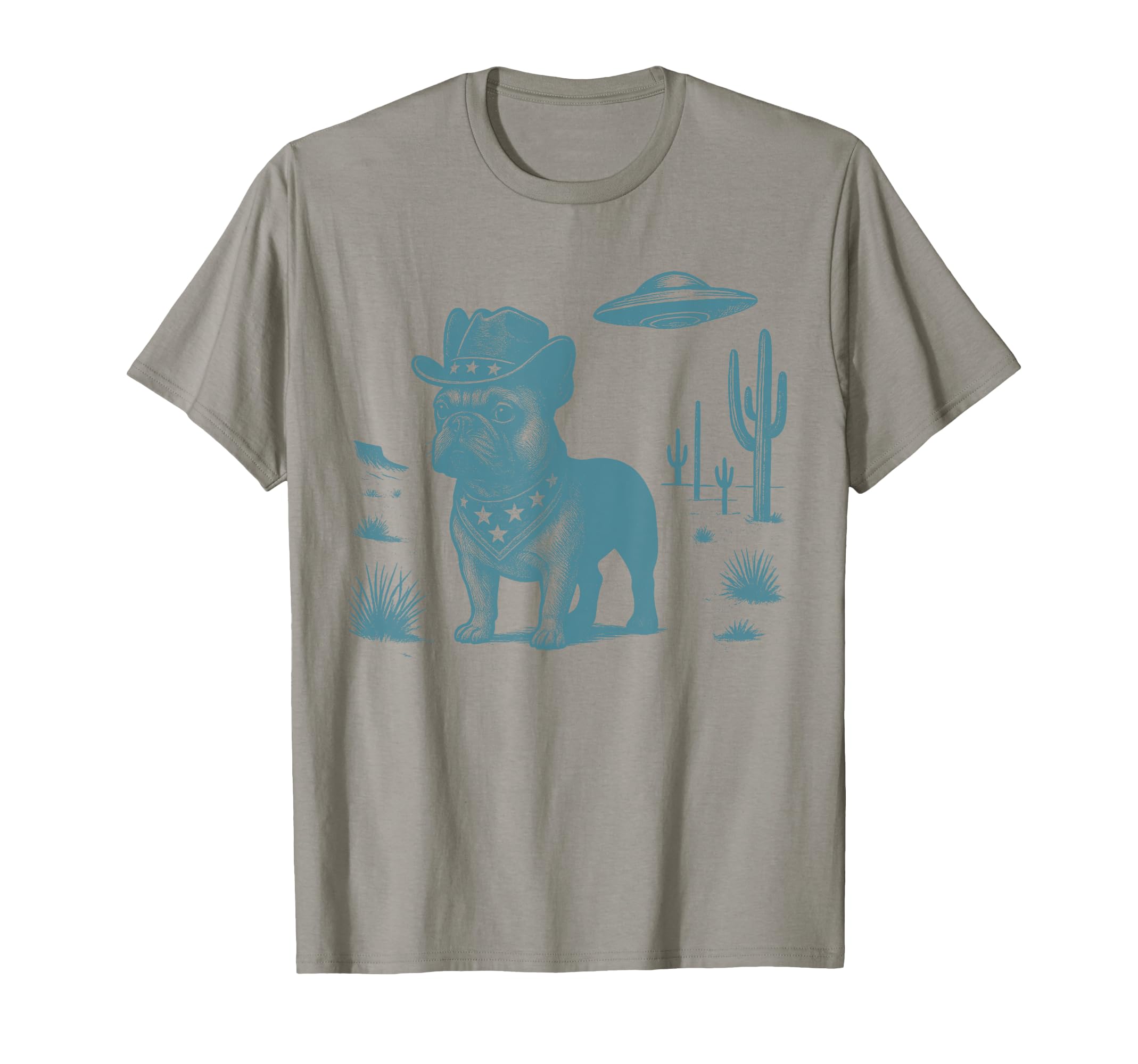 French Bulldog Cowboy Ufo Western Country T-Shirt - Unique Graphic Unisex - T-Shirt, Sweatshirt, Hoodie