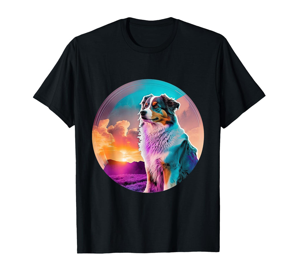Australian Shepherd 80S Aesthetic T-Shirt - Minimalist Print for Adults - T-Shirt, Sweatshirt, Hoodie