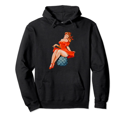 1940S Pin Up Hot Redhead Pinup Hoodie - Custom Art Print for Adults - T-Shirt, Sweatshirt, Hoodie
