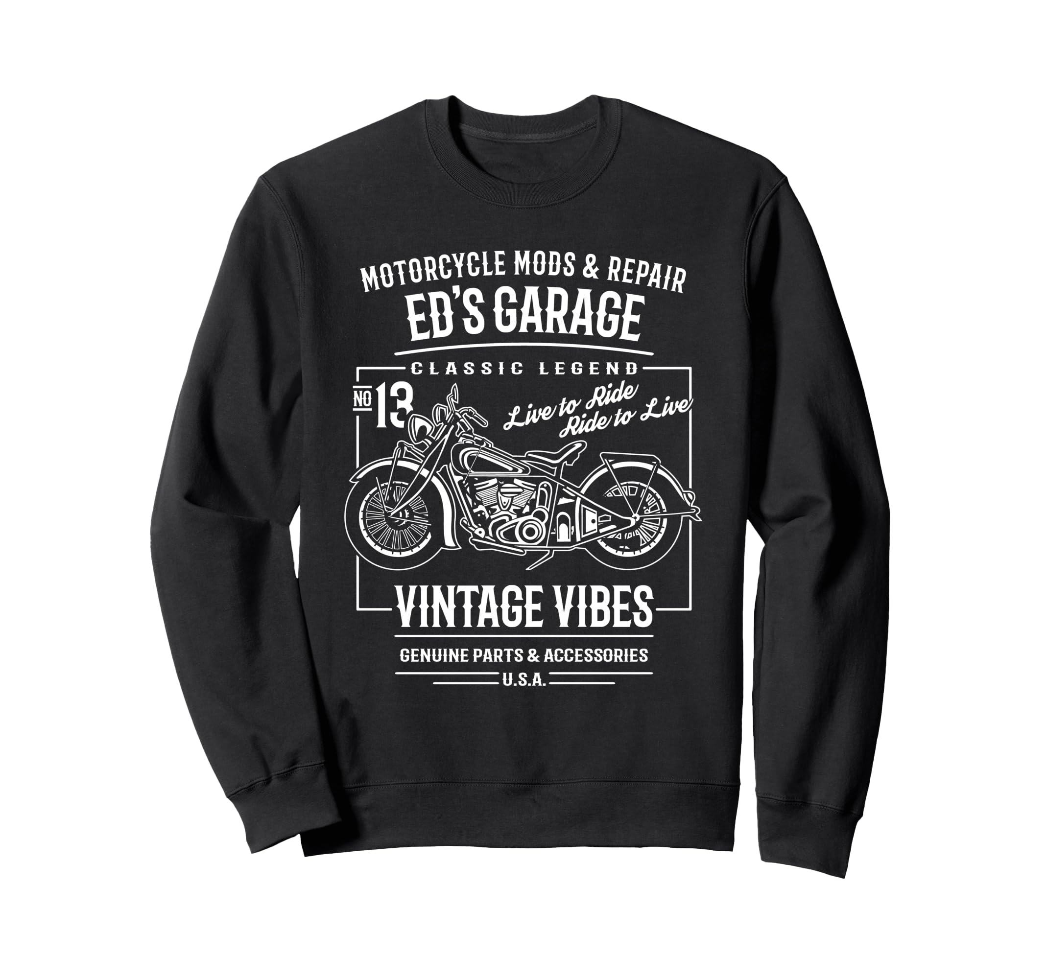 Eds Garage Motorcycle Name Ed Sweatshirt - Minimalist Print Unisex - T-Shirt, Sweatshirt, Hoodie