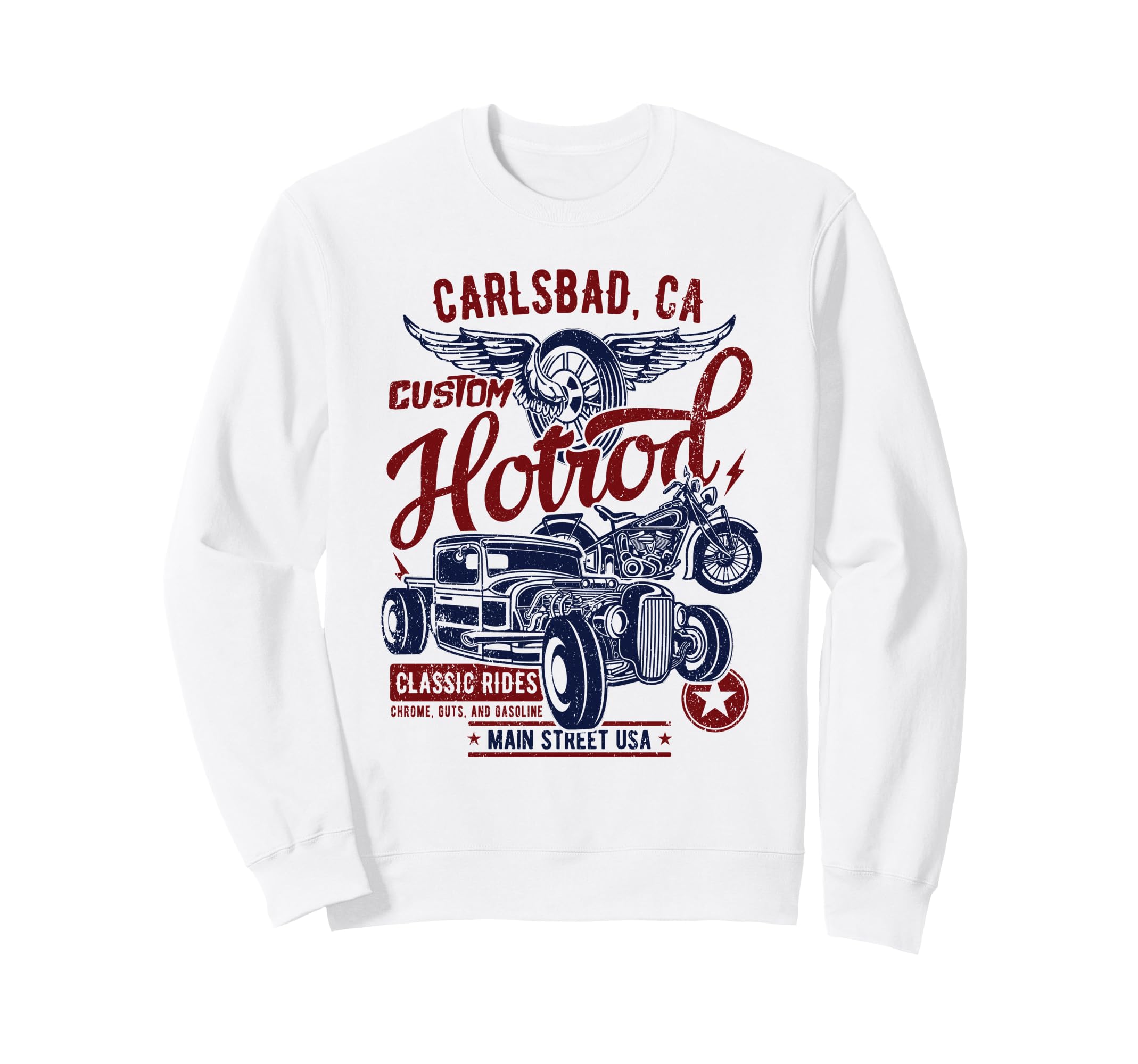 Carlsbad Ca Hotrod Car Motorcycle Sweatshirt - Unique Graphic for Adults - T-Shirt, Sweatshirt, Hoodie