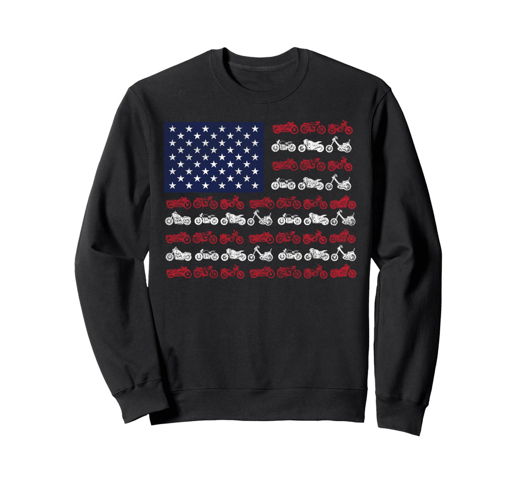 Motorcycle Biker American Flag Sweatshirt - Graphic Print for Adults - T-Shirt, Sweatshirt, Hoodie